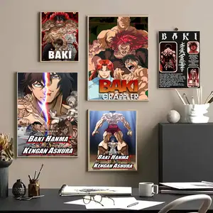 B-Baki Hanma Poster HD Sticky Waterproof Wall Art Anime Design | High Quality Print Aesthetic Home Living Bedroom Bathroom hallway Decor Trendy Room Decoration | Multiple Size Options Available