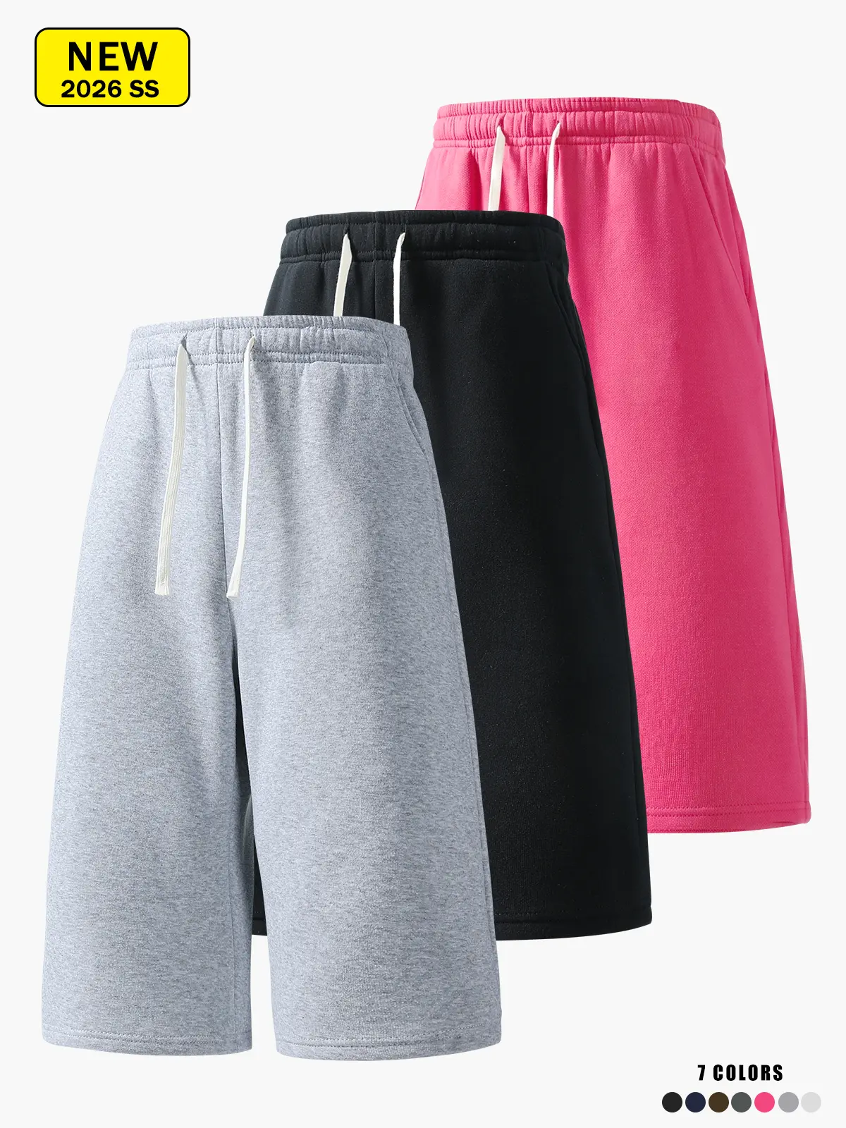Men’s summer casual athletic shorts, three-quarter length, loose straight fit, comfortable breathable fabric, suitable for fitness, running, and other outdoor activities.