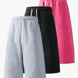 Men’s summer casual athletic shorts, three-quarter length, loose straight fit, comfortable breathable fabric, suitable for fitness, running, and other outdoor activities.