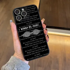 Black Indie Music Arctic Monkeys I Wanna Be Yours Lyrics Aesthetic Phone Case for Iphone 16 11 15 14 13 12 Pro Max Plus Black Phone Case Protective Birthday Gifts for Fans Teens