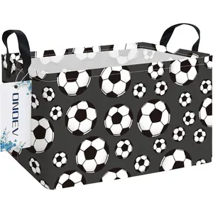 Rectangular Kids' Football Laundry Basket Soccer Gift Basket Toys Organization Bin boys and Girls Room Decoration (Soccer)