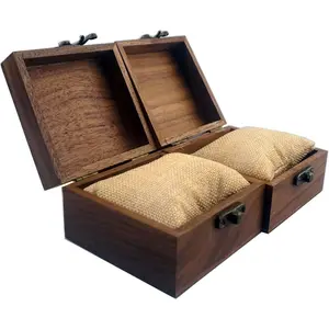 2PCS/PACK Walnut Wood Box for Crafts, Jewelry Box and Watch Box Wooden Keepsake Gift Box