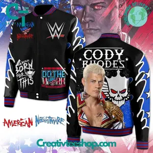 American Nightmare Varsity Jacket Unisex, Wrestling Inspired Streetwear, Bold Graphic Bomber Coat, Fan Gift Idea