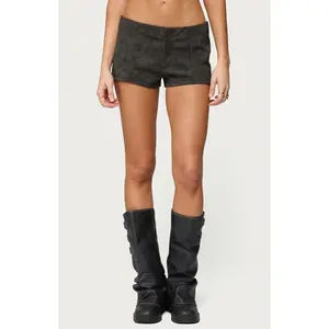 Edikted Women's Taia Distressed Faux Leather Micro Shorts