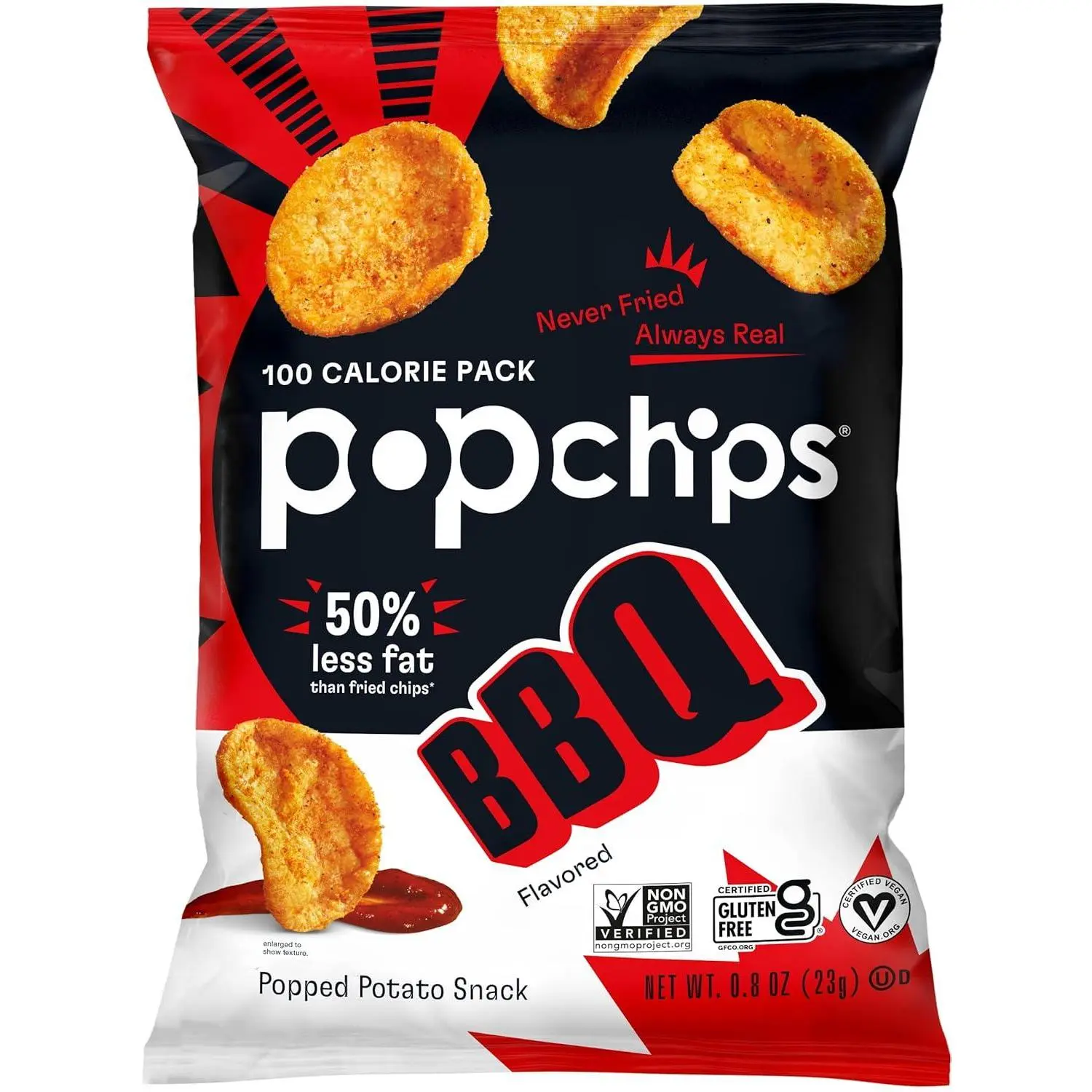 Popchips Popped Potato Chips Barbecue BBQ 0.8 oz 24ct