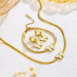 3PCS Butterfly Jewelry Set Vintage Earrings Simple Butterfly New Fashion Bracelet Non-Fading Necklace Women's Elegant Accessory