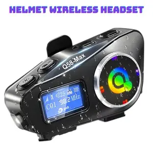 Q58-Max Motorcycle Helmet Bluetooth-compatible Headset, Wireless Intercom 500m, LCD Color Screen, Music Sharing, Fm Radio, 1000mah Long Battery Life, Motorcycle Accessories