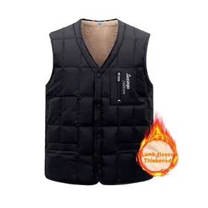Men's Thick Warm Vest Jacket, Sleeveless with V-Neck, Fleece Lining, Quilted Waistcoat with Deep Pockets and Adjustable Buckles, Stylish and Comfortable Clothing, Suitable for Cold Weather, Fashionable and Comfortable Outerwear