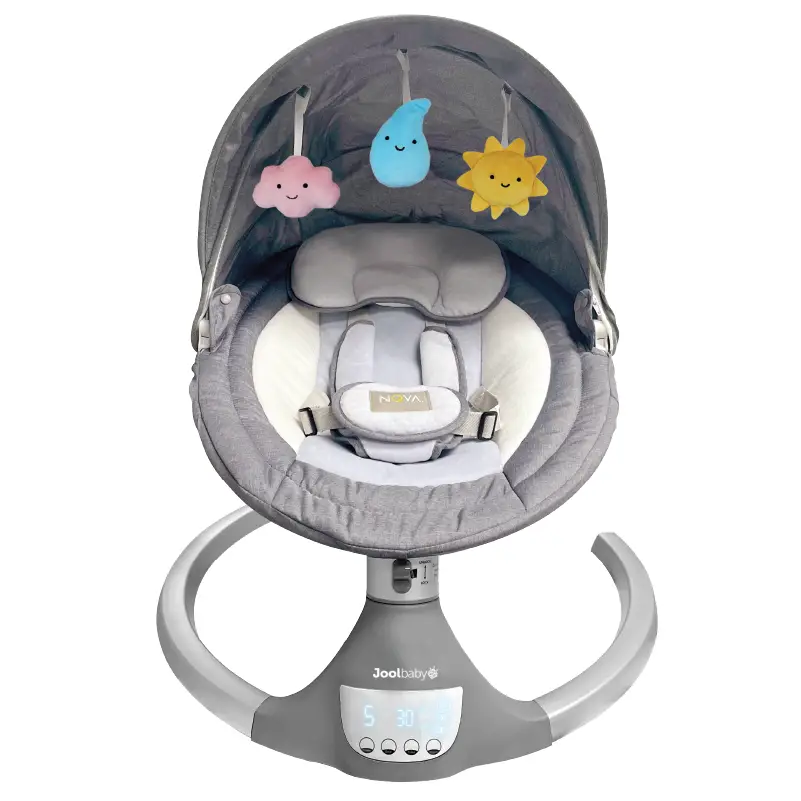Jool Baby Nova Swing for Newborns - Electric Motorized Infant Swing, Bluetooth Music, 10 Preset Melodies, Remote (Updated Model, Gray)