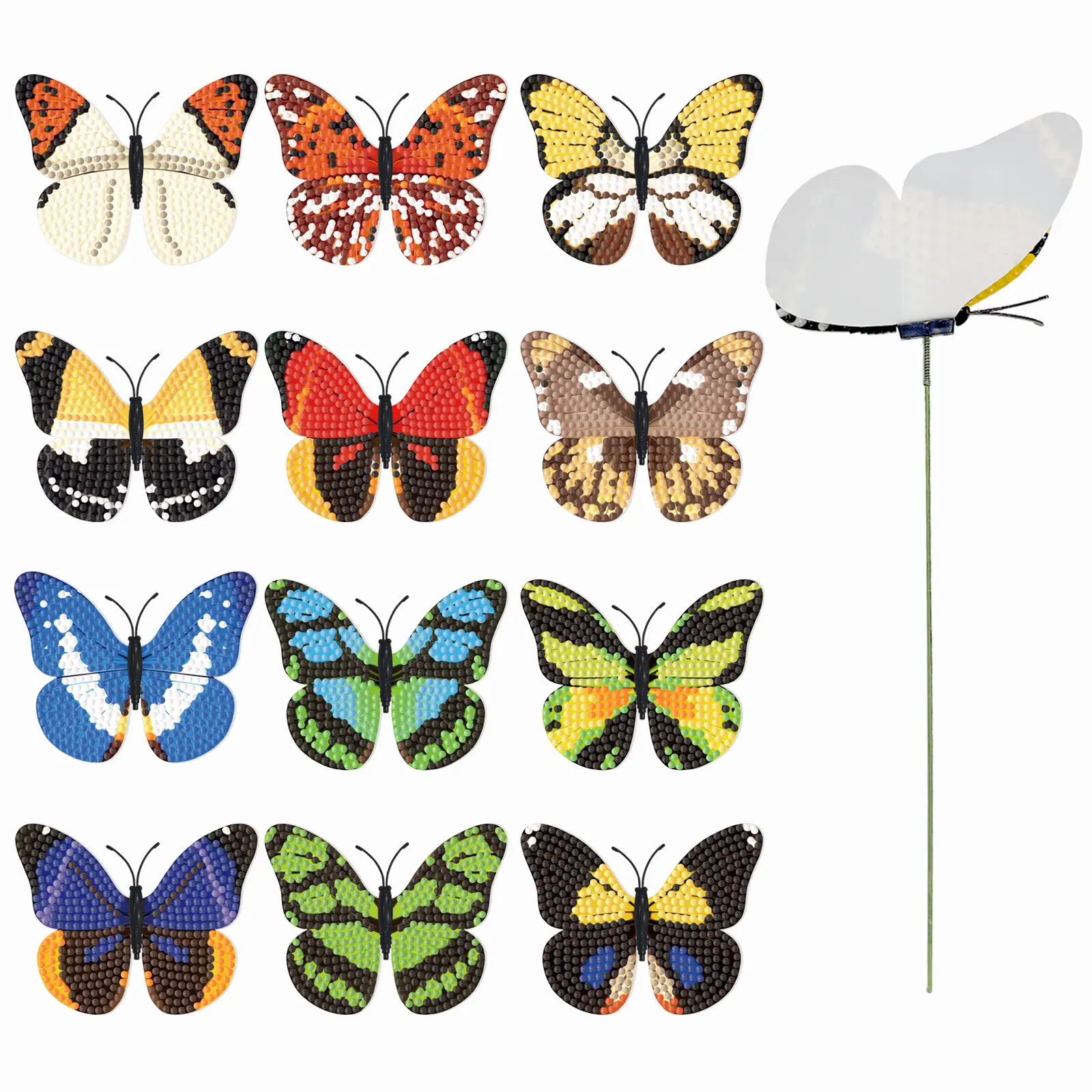 DIY Butterfly Diamond Painting Kit, 12 Vibrant Designs, Potted Plant Ornaments & Gift for Craft Lovers