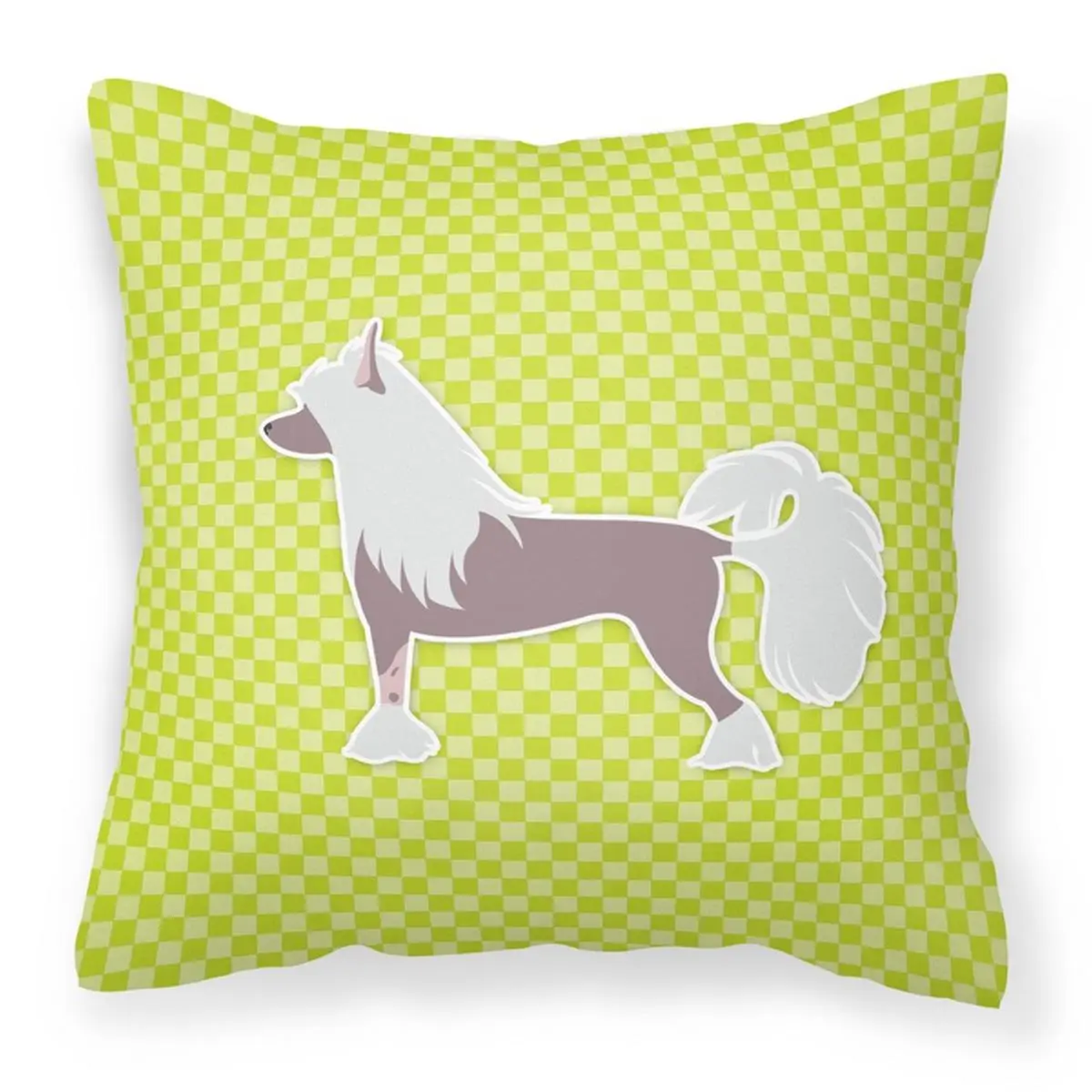 Chinese Crested Checkerboard Green Fabric Decorative Pillow