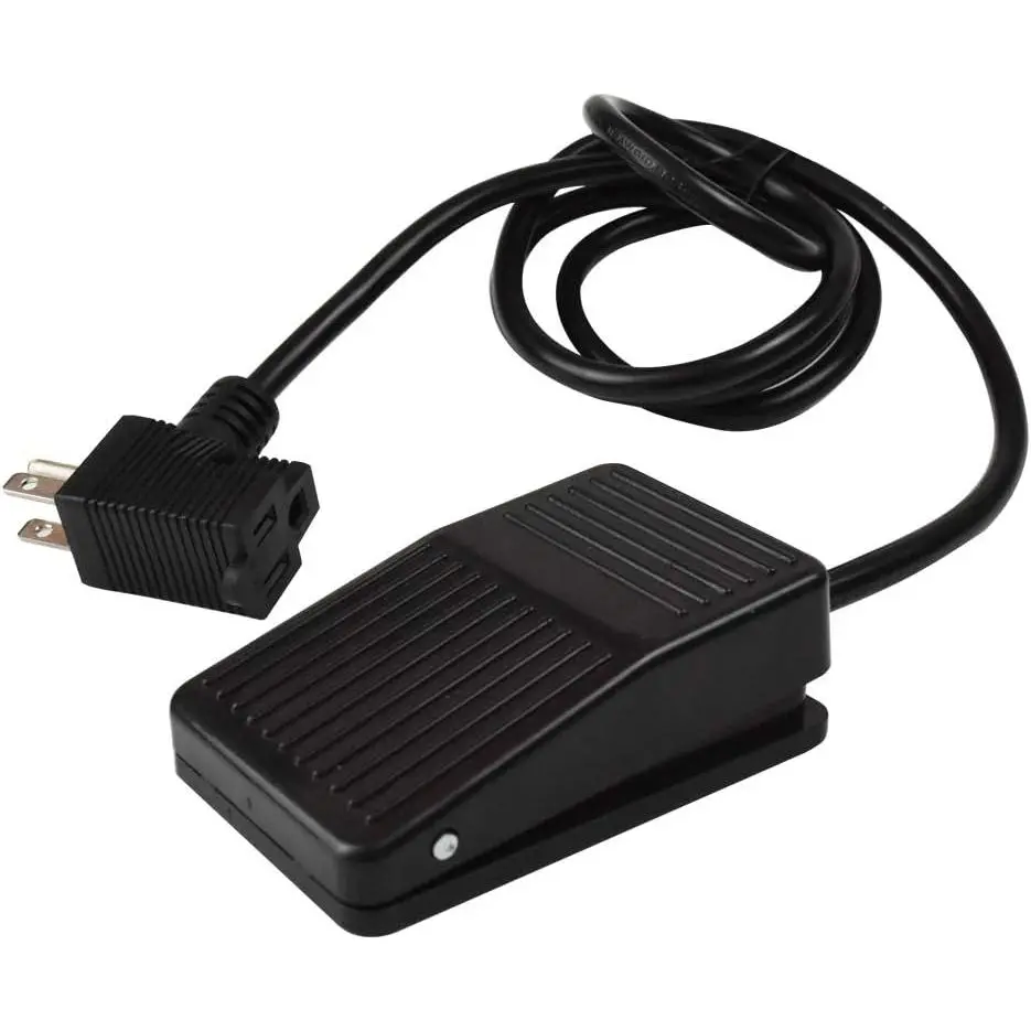 Foot Switch, Foot Operated Pedal Controller Power Switch Woodworking Machine Control, 5-ft Cable with Piggyback Plug, Deadman Style