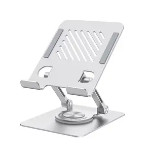 ST04 Swivel Tablet Stand Aluminum Portable 360 Rotating Tablet Holder for Desk Business Kitchen Desktop IPAD Stand with Anti-Slip Pads & Stepless Height Adjustment for Phones Tablets & Switch - Alloy Smartphone Adjustable