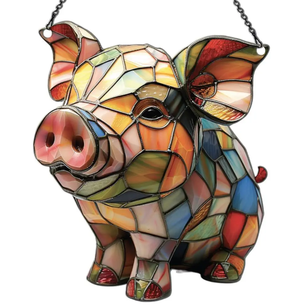 Azaad Apparel Pig Ornament Acrylic Window Hanging; Gift For Farm Animal Lovers, Home Wall Room Hanging Decor, Christmas Decorations