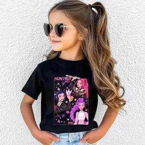 Kpop printTiger Shirt， Tiger Funny Movie Tee, Kid Back To School Cute Cartoon Graphic Print, Cotton, Regular Fit, Summer Casual Wear for Toddler Girls