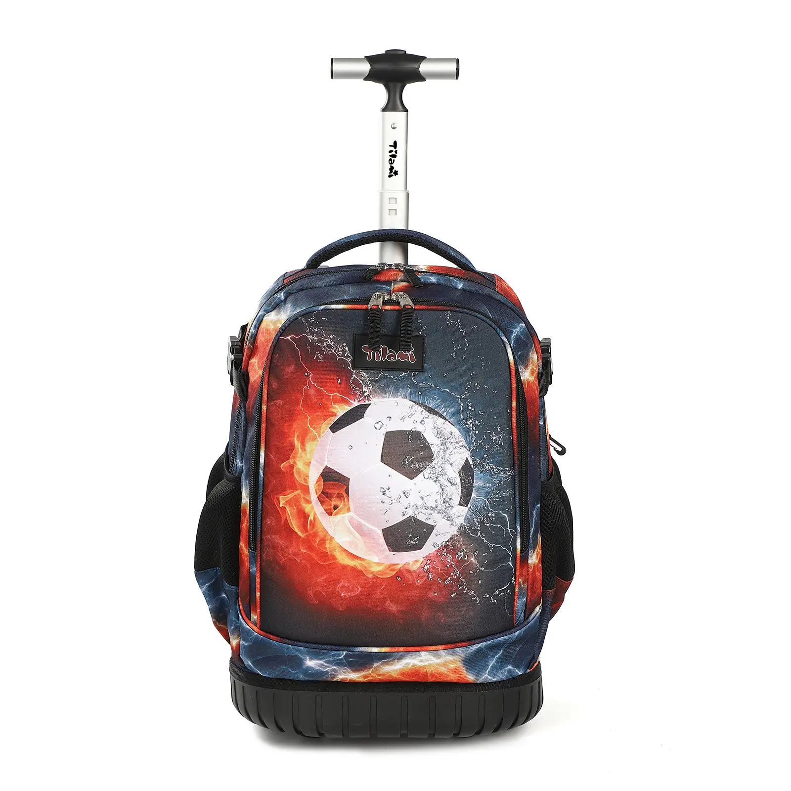 Tilami Rolling Backpack 18 inch Wheeled Backpack School College Student Travel Trip Boys and Girls (Football)