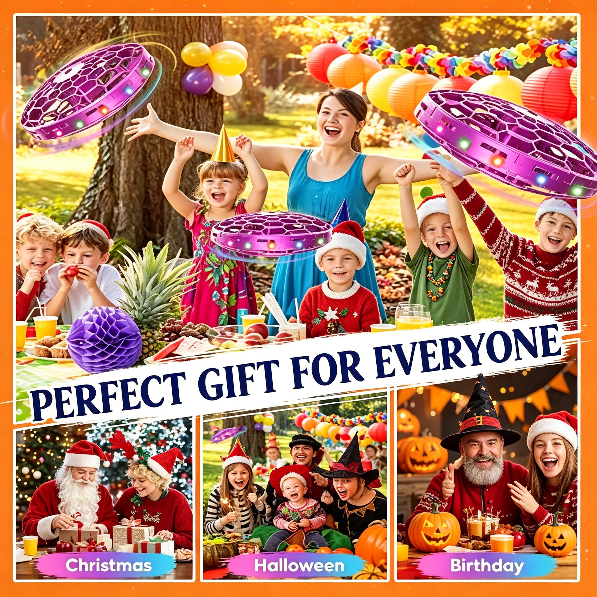 Kids Hand Operated Flying Toy Drone, 360° Motion Sensor Mini UFO Drone with LED Lights, Hands-Free Indoor Flying Ball Toy for Boys Girls Ages 6-10+ (Pink) （ / ）