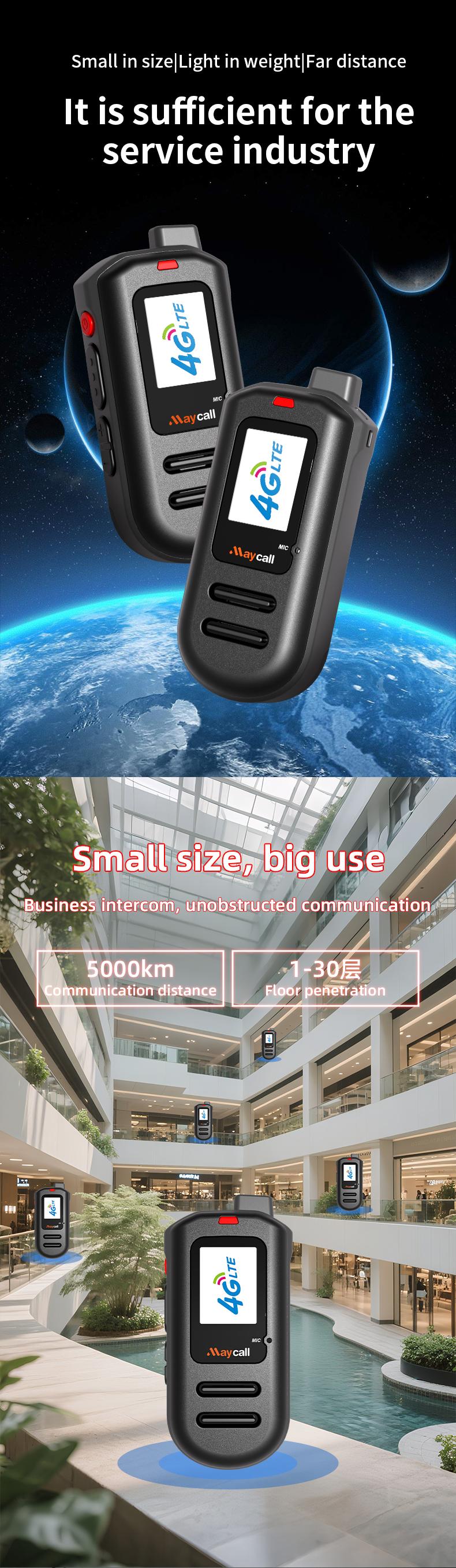 Maycall MC148 4G Full Network Walkie Talkie, Nationwide Long Range Two-Way Radio, Mini Handheld for Security, Construction Site, Office Building & Fleet Use.Minimum order quantity: 10 units.