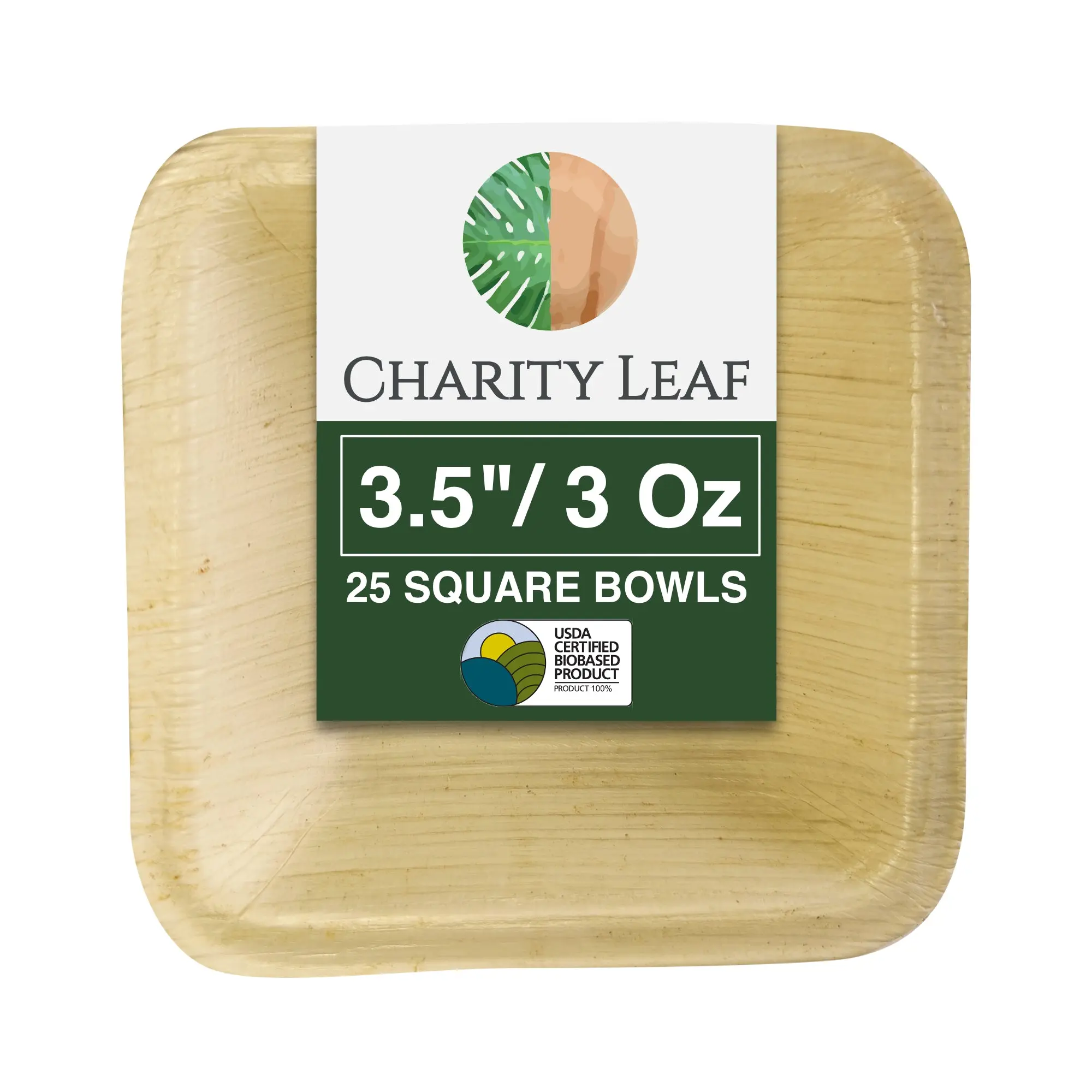 3.5" Inch - (2.5 Oz) Square Mini Natural Disposable Bamboo Bowl