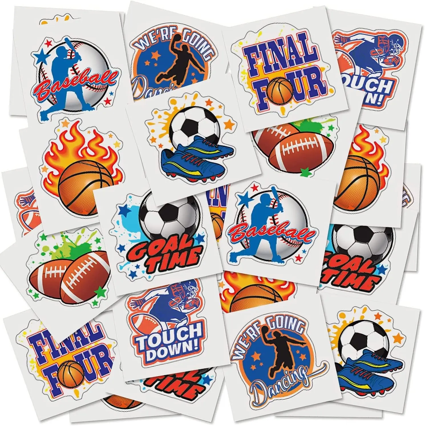 ARTCREATIVITY Kids' Sports Temporary Tattoos - 144 Pieces Bulk Pack, 2 in Assorted Designs, Non-Toxic, Halloween Party Favors, Goodie Bag Fillers, Easter Gifts