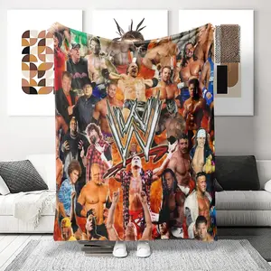 Wwe Wrestling Superstar Theme Collectible Blanket, Holiday Gift Trend, Soft Flannel Throw for Bed Sofa Chair, All-Season Use