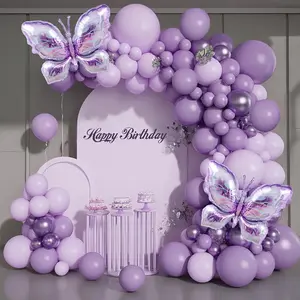 126pcs Purple Pink Purple Metallic Purple Latex Balloons Suitable for Birthdays, Graduation Seasons, Graduation Parties, Weddings, Bridal Showers, Anniversaries, Anniversaries, New Year Home Decorations, Room Background Decorations, Party Decorations