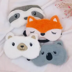 Cute Plush Sleep Eye Mask, Fox Sloth Bear Design, Soft and Cozy, Perfect for Kids and Adults, Ideal for Naps and Travel