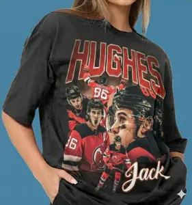 Adult and Youth Vintage Jack Hughes Shirt Bootleg T-shirt - American Ice Hockey Player Unisex Sport Tee
