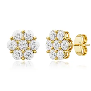 S925 VVS Moissanite Flower Stud Earrings Synthetic Moissanite Jewelry Perfect Birthday Mother's Day Gift for Men Women Silver Earrings Gold Earrings Moissanite Wedding Set
