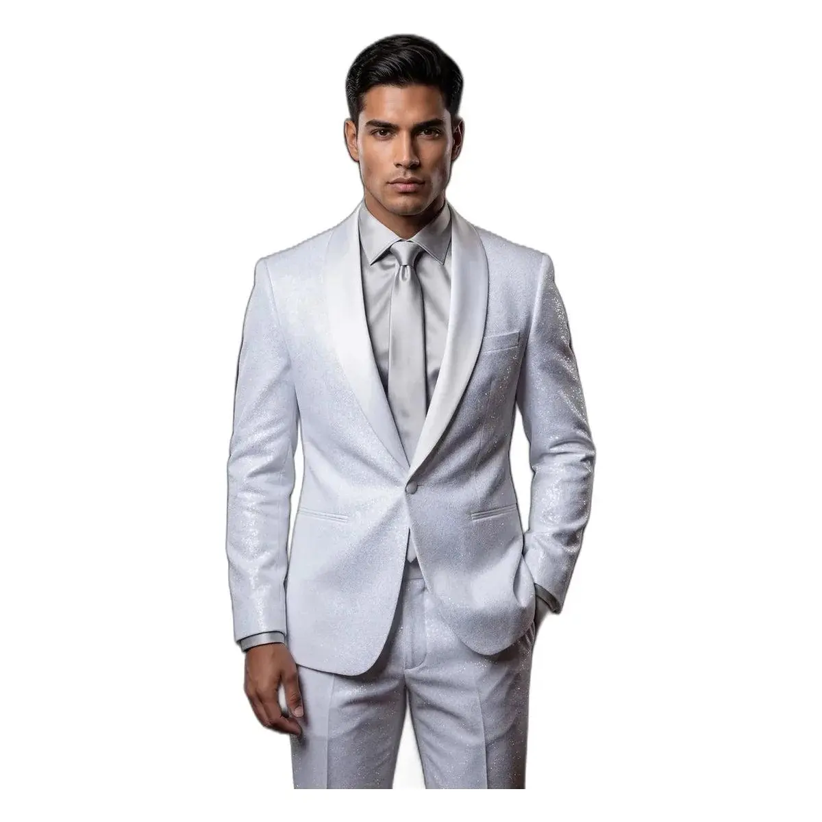 The Frost – White & Silver Glitter Blazer