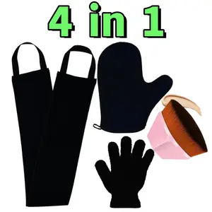 4 in 1 Self Tanning Mitt Applicator Set, 1 Self Tanning Mitt, 1 Self Tanner Lotion Back Applicator, 1 Self Face Tanner Brush, 1 Exfoliating Glove, Sunless Self Tan Kit - Home Improvement Spray Bath Personal Washable