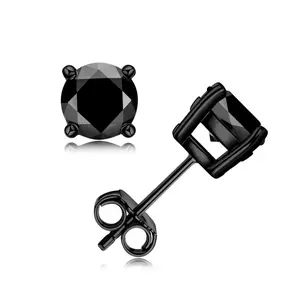 Handsome 92.5% Trendy Moissanite Stud Earrings Sterling Silver 925 Gemstone Black Claw Setting Fine