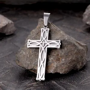 GTHIC Irish Knot Stainless Steel Cross Pendant Minimalist Jewelry for Men Women Daily Wear