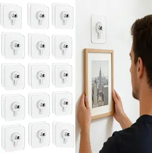 25-Pack Picture Hangers (No Nails Required), Heavy-Duty Adhesive Wall Hooks with 10 lbs Load Capacity, 2-in-1 Reusable Waterproof and Oil-Resistant Hooks for Kitchen, Bathroom, Home, and Office