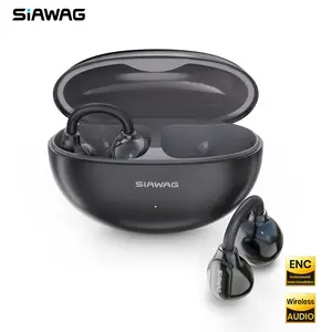 SIAWAG Clip01 Open-Ear Earbuds – Clip-On Design, Ultra Comfortable, 3g Lightweight, ENC Noise Cancelling, Dual Pairing, IPX5 Waterproof, Stylish Audio Headset