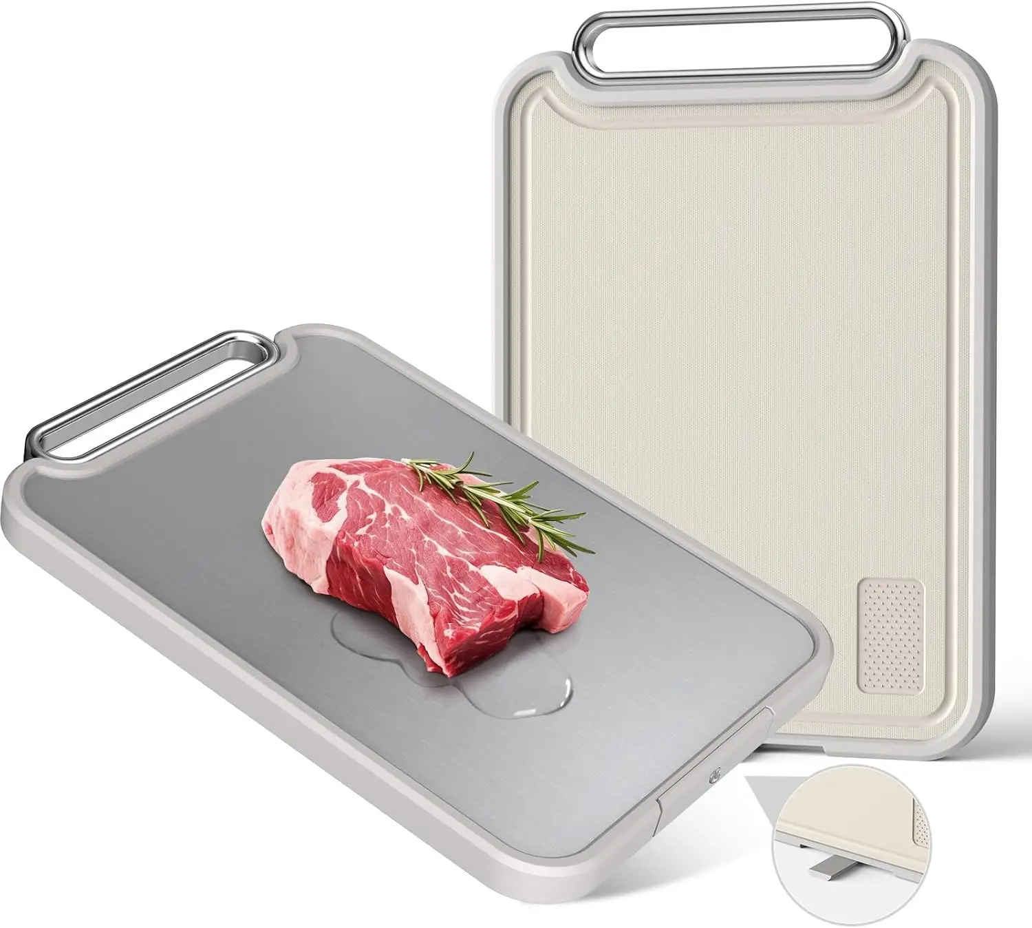 Titanium Cutting Boards for Kitchen, Made of Titanium and Wheat Straw PP, Two Sided, Extra-Large, Non-Toxic, Metal Chopping Board, Meat Cutting Board