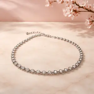 Modern Bezel Set Tennis Necklace