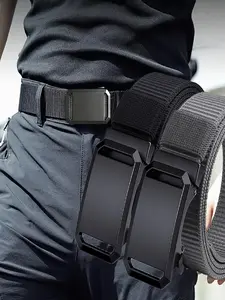Men's Fashion Nylon Belt with Automatic Buckle, Durable Adjustable Casual Comfortable Waistband for Jeans Pants Daily Wear, Casual Business Belt, Street Style Belt, Adjustable Belts