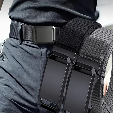 Men's Fashion Nylon Belt with Automatic Buckle, Durable Adjustable Casual Comfortable Waistband for Jeans Pants Daily Wear, Casual Business Belt, Street Style Belt, Adjustable Belts