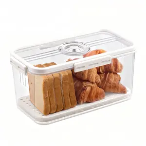 White Bread Box with Lid for Kitchen Counter Airtight Loaf Storage Container Food Grade Material Multifunctional Transparent Shell Time Recording Keeper Utensils Silicone Stock Up On Specials Stockpile Value Pack TikTokShopBlackFriday Christmas Gift