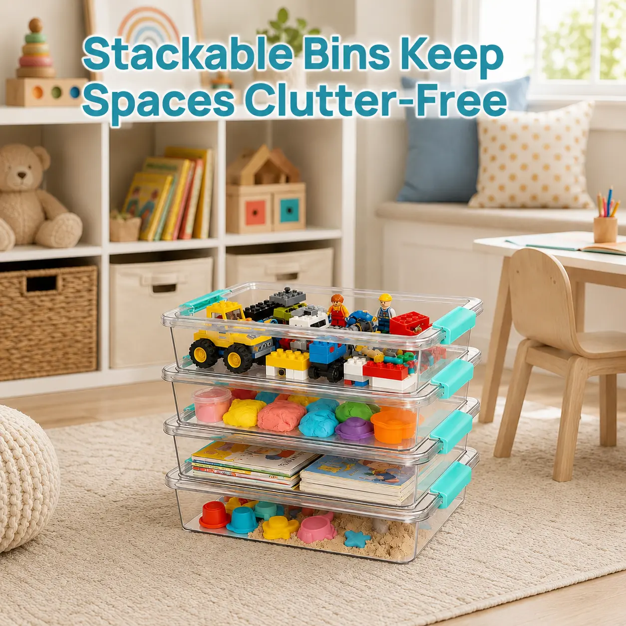 Vtopmart 6 Qt Plastic Storage Bins with Lids, Clear Sensory Bins, Arts Crafts Organizers and Storage, Stackable Containers for Home Office and School Supplies, DealsForYouDays, summerwins,dorm essentials,home decor
