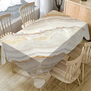 Rectangular Tablecloth Textured Marble Pattern, Indoor Outdoor Use, Coffee Shop Home Kitchen Decor, Wedding Party Restaurant
