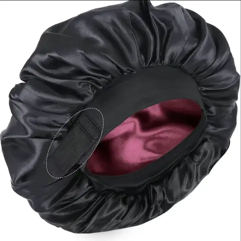 Double Layer Silk Bonnet for Haircare Soft Practical Sleeping Cap with Elastic Tie Band for Curly Natural Hair Comfortable Secure Fit Satin Bonnet for Hair Care Heatless