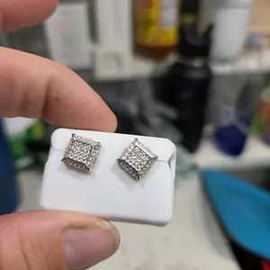 Sterling Silver 925 Moissanite White Square Stud Earrings 1.00ctw