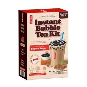 POCAS Instant Bubble Tea Kit, Brown Sugar Flavor, Milk Tea with Boba, Ready in 1 min