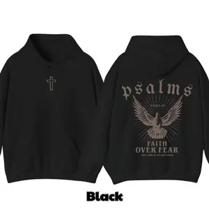 Faith Over Fear Christian Hoodie - Inspirational Jesus Pattern, Unisex Christian Clothing, Fashionable Ultra-Soft Cotton Hoodie, Casual Everyday Pattern Hoodie Fabric Suitable for Women's Tops
