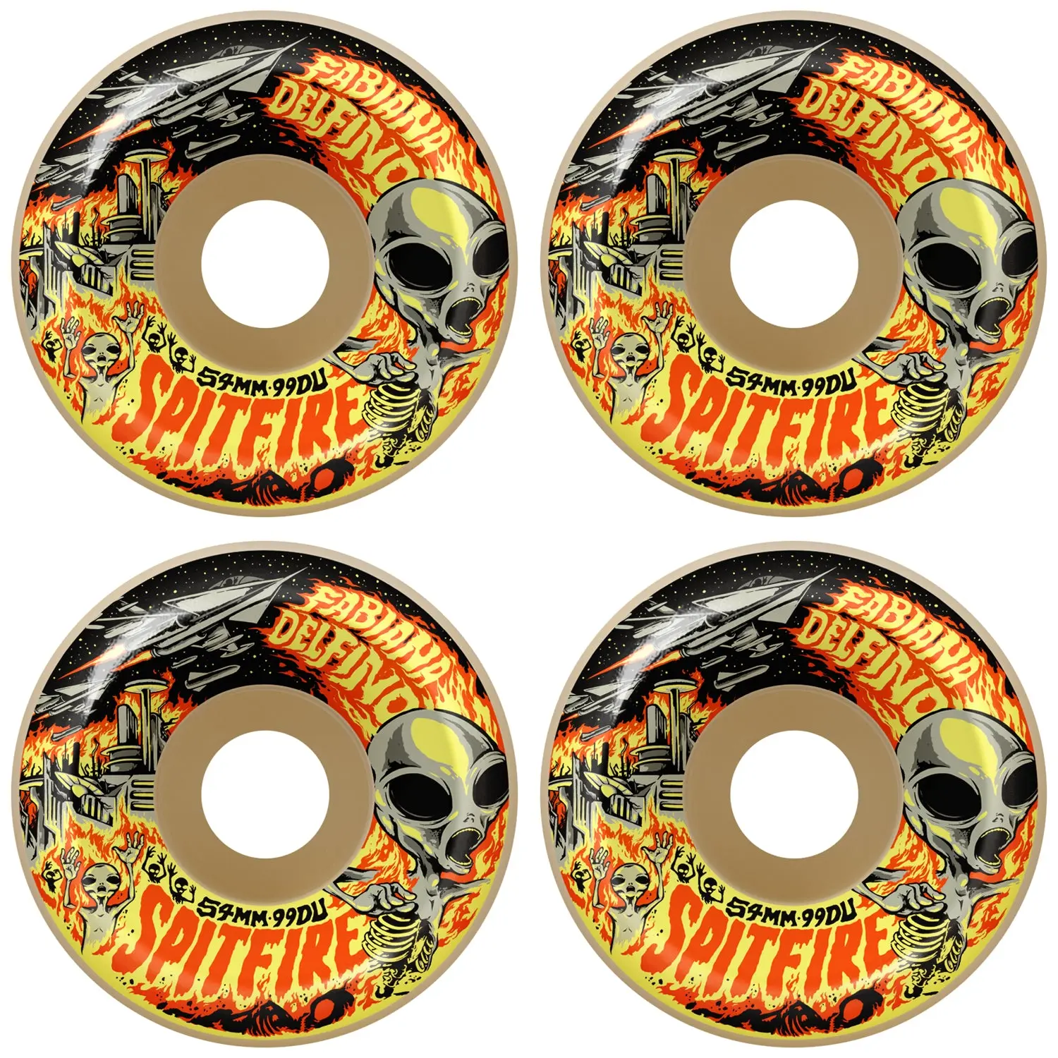 Spitfire Skateboard Wheels 54mm F4 99A Fabiana Delfino Invasion Conical Full Natural
