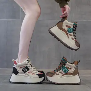 Heigh Increased Platform Sneakers Shoes for Women 2025 New Color Female Casual Walk Shoes Chunky Autumn Shoes