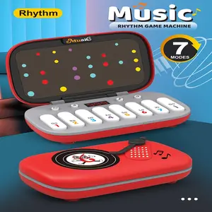 Mini Electronic Music Rhythm Puzzle Game Machine, Montessori Pocket Travel Toy, Glowing Educational Sensory Push Piano