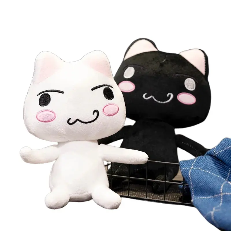 New Toro Inoue Cat Plush Anime Game Doll Stuffed Kittens Plushie Cartoon Couple Black and White Cats Decor Gift Toys for Kids